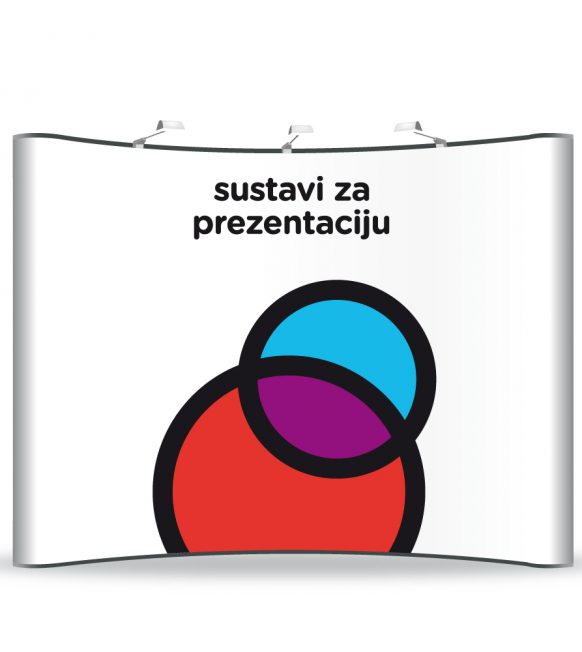 Reklamni zid, pop-up zid ili press wall zakrivljeni 4x3 m